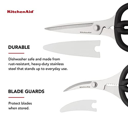 KitchenAid Stainless Steel All Purpose And Seafood Shears Set With Soft Touch Handles, 2 Piece, Black