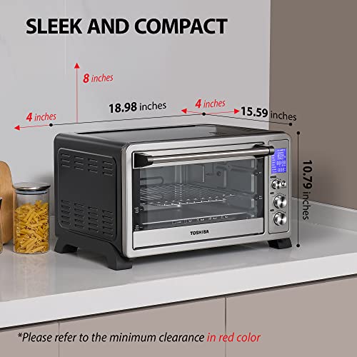 Toshiba OSHIBA AC25CEW-SS Large 6-Slice Convection Toaster Oven Countertop, 10-In-One With Toast, Pizza And Rotisserie, 1500W, Stainless Steel, Includes 6 Accessories