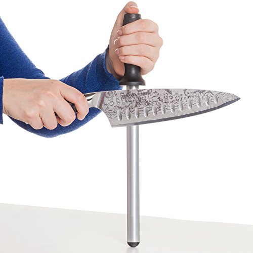  10 Inch Oval Diamond Knife Sharpener With Black Non Slip Handle Pro-Series Collection