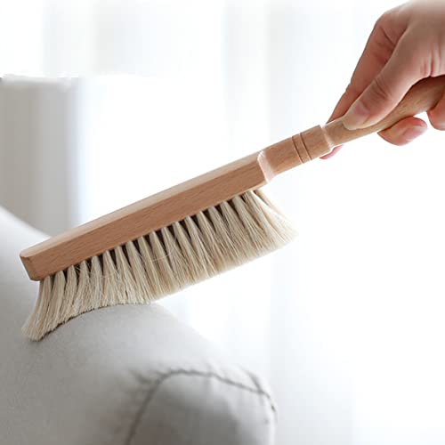  Horsehair Hand Brush Soft Bristles Oiled Beech Wood Handle Small 12 Inch Long (White Horsehair)