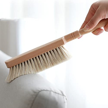  Horsehair Hand Brush Soft Bristles Oiled Beech Wood Handle Small 12 Inch Long (White Horsehair)