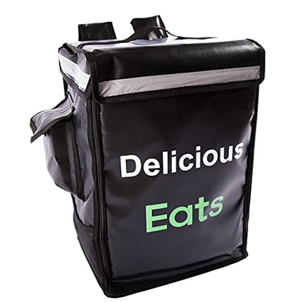  Maxer Insulated Food Delivery Backpack, 13.78" L X 9.85" W X 18.5" H Insulated Cooler Bag, Portable Pizza Delivery Thermal Backpack, Water Resistant Commercial Grade Food Delivery Bag (Black)