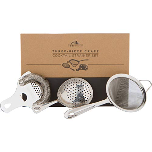  Cocktail Strainer Set – 3 Piece Stainless Steel Bar Strainer Set (Hawthorne Strainer, Julep Strainer & Fine Mesh Strainer) - Durable Bar Tools – Ergonomic Bar, Home Strainers For Kitchen