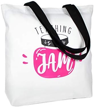 ELEGANTPARK Funny Teacher Gifts For Women Teacher Appreciation Gifts From Students Birthday Graduation Valentines Day Christmas Gifts For Teacher Tote Bag Black Cotton Canvas With Interior Pocket