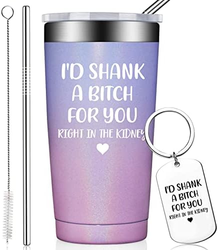  Best Friend Gift For Women - Funny Friendship Birthday Gifts For Friends Female, Bestie, BFF - Sister Gifts From Sister - 20oz Vacuum Insulated Wine Tumbler With Keychain