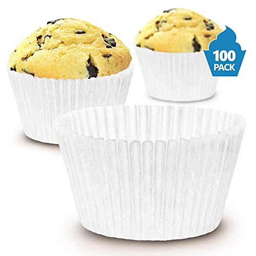  Upcake Liners For Baking - JUMBO Muffin Liners - Extra LARGE Size Giant Baking Cups - THICK White Parchment Natural Wax Paper Baking Cups - Top Bulk Greaseproof Cupcake Wrappers Pan Liners