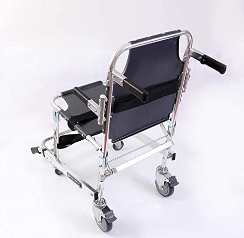  BMINK Manual Stair Chair, Portable Folding Stair Chair Emergency 4 Wheels Transport Chair Ambulance ChairFirefighter Evacuation Foldable Aluminum Lift
