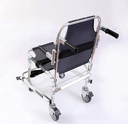  BMINK Manual Stair Chair, Portable Folding Stair Chair Emergency 4 Wheels Transport Chair Ambulance ChairFirefighter Evacuation Foldable Aluminum Lift