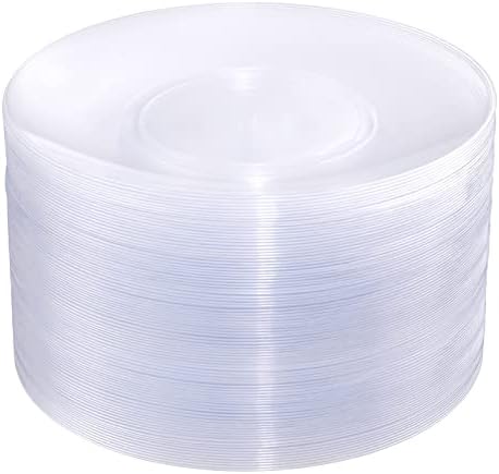  100pcs Silver Plastic Plates & White With Silver Disposable Plates & 7.5inch Silver Disposable Dessert Plates-Perfect For Christmas & Wedding & Party