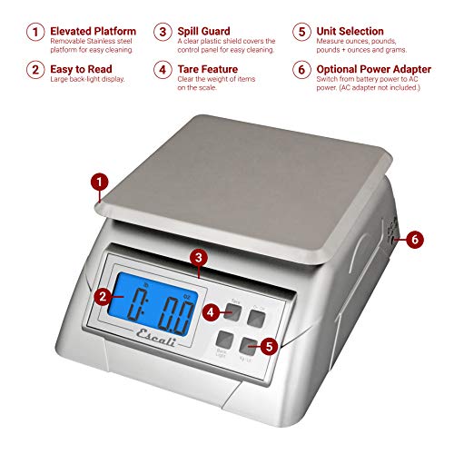  Alimento 136DK Digital Kitchen Scale, Elite Food Measuring To The Gram With Removable Stainless Steel Platform And LCD Display, Baking And Cooking Made Simple