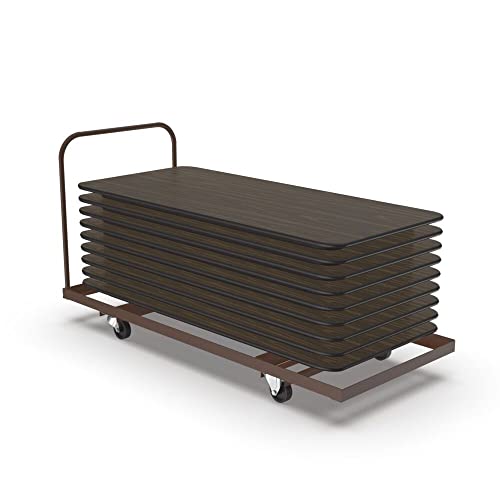  Flat Stacking Table Truck; 12-16 Rectangular Table Capacity Up To 90" Long, 30"x90", Commercial Duty Steel Construction