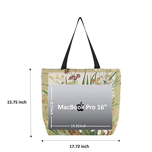  Canvas Tote Bag Aesthetic For Women Graphic Tote Bag With Zipper Cute Canvas Bags With Pockets