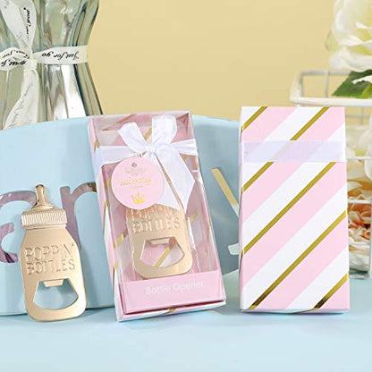  12 Pcs Pink Princess Baby Shower Favors For Girl,POPPINS'BOTTLE Bottle Opener Baby Shower Favor For Guests Girl Baby Shower Decoration Goodiebag Supplies (Pink And Gold, 12)