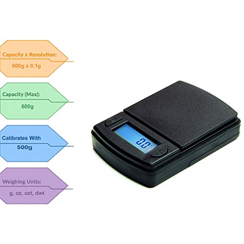  Merican Weigh Scales Fast Weigh MS Series Precision Digital Pocket Weight Scale, 600G X 0.1G (MS-600-BLK)