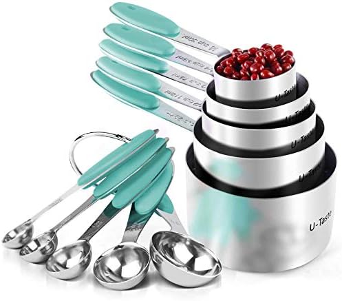  10 Piece Measuring Cups And Spoons Set In 18/8 Stainless Steel