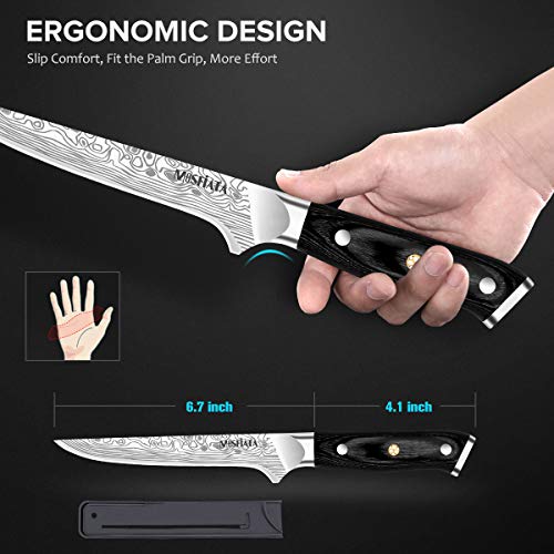  6" Boning Knife, Sharp Kitchen Cooking Knife With Finger Guard And Knife Sharpener, German High Carbon Stainless Steel EN1.4116 Chef’s Knife With Micarta Handle And Gift Box