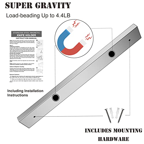  16 Inch Magnetic Knife Holder For Wall, Stainless Steel Knife Magnetic Strip Block Bar Rack Use As Kitchen Knife Holder, Knife Strip, Magnetic Tool Organizer, Art Supply Organizer & Home Organizer