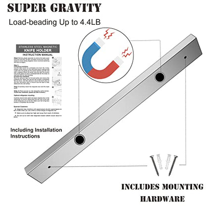  16 Inch Magnetic Knife Holder For Wall, Stainless Steel Knife Magnetic Strip Block Bar Rack Use As Kitchen Knife Holder, Knife Strip, Magnetic Tool Organizer, Art Supply Organizer & Home Organizer