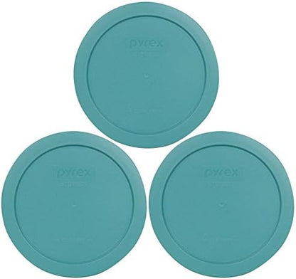 Pyrex 7201-PC Turquoise Round 4 Cup Plastic Storage Lid, Made In USA - 4 Pack