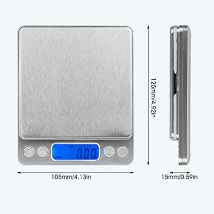  Gram Scale, Mafiti Kitchen Scale Digital Weight Mini Grams Jewelry Scale 3000gx0.5g With LCD Display Stainless Steel For Cooking Baking Jewelry Weight Postal (Battery No Include) 1Pack (Silver)