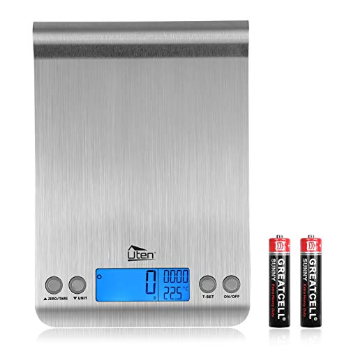  Digital Kitchen Scale Ultra Slim Multifunction Stainless Steel Hook Design Food Scale 11lb 5kg With Back-Lit LCD Display Ideal For Measuring Ingredients And Liquids