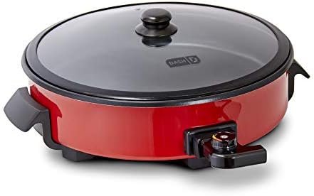 Dash Family Size Electric Skillet With 14 Inch Nonstick Surface + Recipe Book For Pizza, Burgers, Cookies, Fajitas, Breakfast & More, 20 Cup Capacity, 1400-Watt - Red