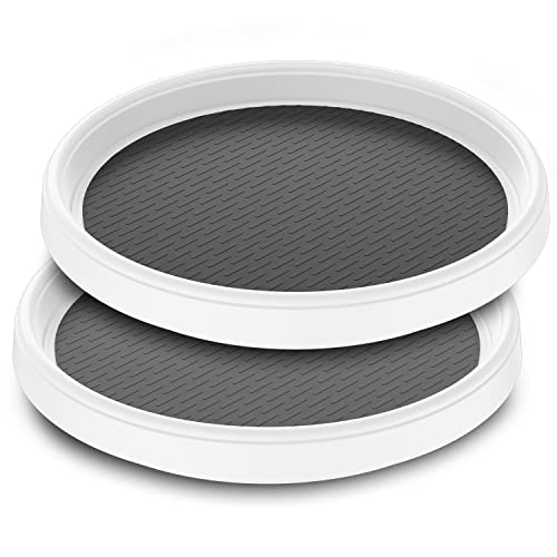  Retireno Lazy Susan Turntable 2 Pack , Non-Skid Lazy Susan Organizer 10 Inch For Cabinet, Pantry, Kitchen, Countertop, Vanity Display Stand White/Gray