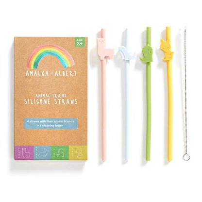  Silicone Straws Reusable Safe For Kids, 4pcs Flexible 7.8 Inches Long With 1 Cleaning Brush For 20oz And 30oz Tumblers, BPA Free, Eco-Friendly