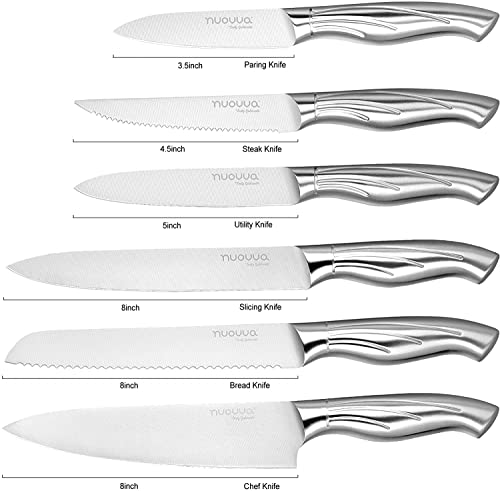  Kitchen Knife Block Set – 14-Piece Knife Set With Hardwood Block – Stainless Steel Blades – Hollow Knife Set For Chopping, Slicing, Dicing