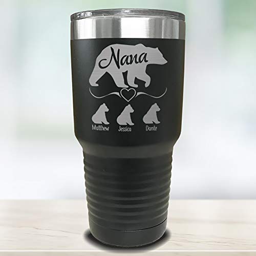  Grandparents Personalized Laser Engraved Tumbler With Grandchildren Names Gift For Grandma, Customized Mug, Insulated For Coffee, Water + More