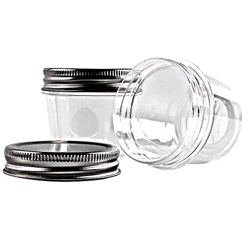  4 Ounce Clear Plastic Jars Containers With Screw On Lids - Refillable Round Empty Plastic Slime Storage Containers For Kitchen & Household Storage - BPA Free (20 Pack)
