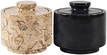  Arblous Krafts Stylish Marble White And Black 3.5 Oz Salt Cellar, Trinket Box And Condiment Pots 3" X 3" Kitchen Décor Salt Pepper Bowls Salt Container, Pinch Pots Tea Containers