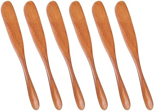  Framendino, 6 Pack Wooden Butter Spreaders Wood Cheese Peanut Jelly Jam Sandwich Cream Spreader Breakfast Dessert Condiment Spatula Spatulas For Kitchen Baking Tool Natural Color 6.5"