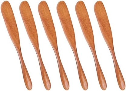  Framendino, 6 Pack Wooden Butter Spreaders Wood Cheese Peanut Jelly Jam Sandwich Cream Spreader Breakfast Dessert Condiment Spatula Spatulas For Kitchen Baking Tool Natural Color 6.5"