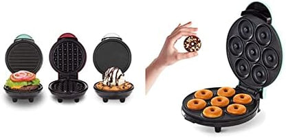 Dash Mini Maker Waffle Maker + Griddle, 2-Pack Griddle + Waffle Iron - Aqua