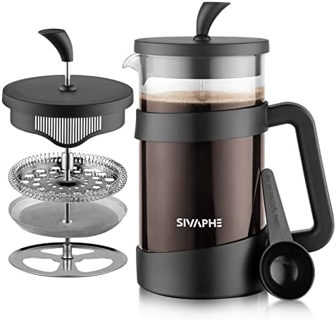  French Press 34oz Light-weight Durable High Borosilicate Carafe Maker 8 Cup Plastic Coffee Press Frothed