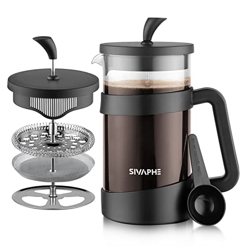  French Press 34oz Light-weight Durable High Borosilicate Carafe Maker 8 Cup Plastic Coffee Press Frothed