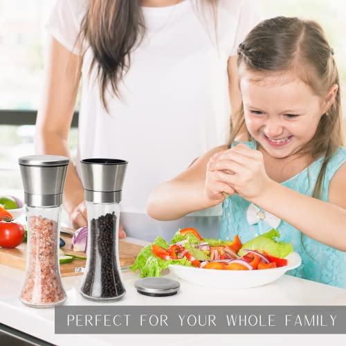  Orgeous Salt And Pepper Grinder Set - Refillable Stainless Steel Combo Shakers With Adjustable Coarse Mills - Enjoy Your Favorite Spices, Fresh Ground Pepper, Himalayan Or Sea Salts