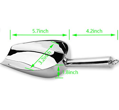  Stainless Steel Ice Scoop 8oz, 9.9 Inch Small Metal Food Scoops For Kitchen Bar Party Wedding, Superb Mirror Polish Surface, Heavy Duty & Anti Rust, Easy Clean & Dishwasher Safe