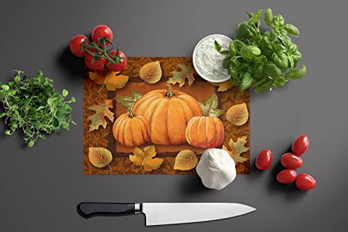  PTW2009LCB Pumpkins And Fall Leaves Glass Cutting Board Large, Decorative Tempered Glass Cutting And Serving Board Large Size Chopping Board,