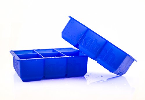  Large Cube Silicone Ice Tray, 2 Pack By Kitch, Giant 2 Inch Ice Cubes Keep Your Drink Cooled For Hours - Cobalt Blue