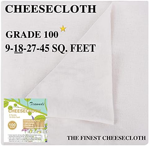  Cheesecloth, Grade 100, 18 Square Feet, 100% Unbleached Pure Cotton Cheesecloth For Straining, Filtering And Roasting, Ultra Fine And Dense Muslin Cloths, Hallowmas