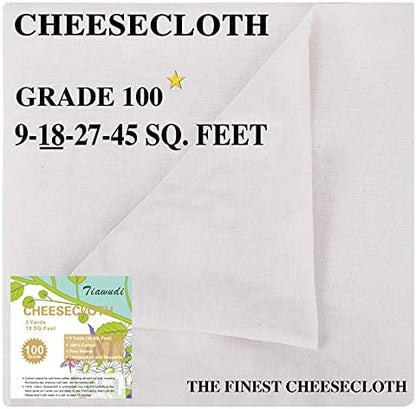  Cheesecloth, Grade 100, 18 Square Feet, 100% Unbleached Pure Cotton Cheesecloth For Straining, Filtering And Roasting, Ultra Fine And Dense Muslin Cloths, Hallowmas