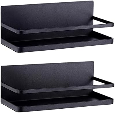  ELESEI Magnetic Spice Rack Refrigerator Side Magnetic Spice Rack Kitchen Magnetic Shelf Magnetic Fridge Shelf Perfect Space Saver For Kitchen/Apartment 2 Pack (White)