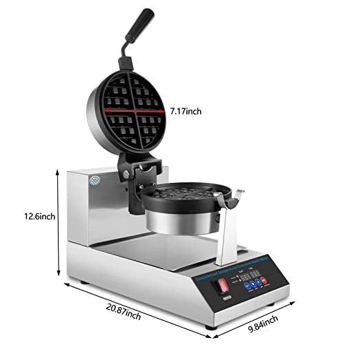  Commercial Waffle Maker Belgian Waffle Machine Flip Iron For Hotel Restaurant Snack Bar PID Control Programmable110Volts 1200watt Commercial3meterpower Cord