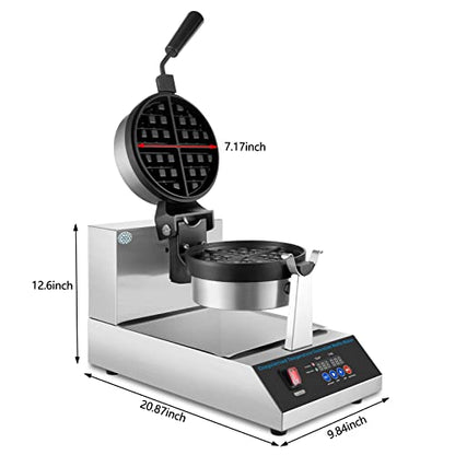  Commercial Waffle Maker Belgian Waffle Machine Flip Iron For Hotel Restaurant Snack Bar PID Control Programmable110Volts 1200watt Commercial3meterpower Cord