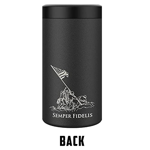  Ne Corps 4 In 1 Insulated Can Cooler, Stainless Steel Double-Walled Insulator For 12 Oz Standard Or Skinny Slim Cans, 12 Oz Beer Bottles & Mixed Drinks – Gifts For Marines