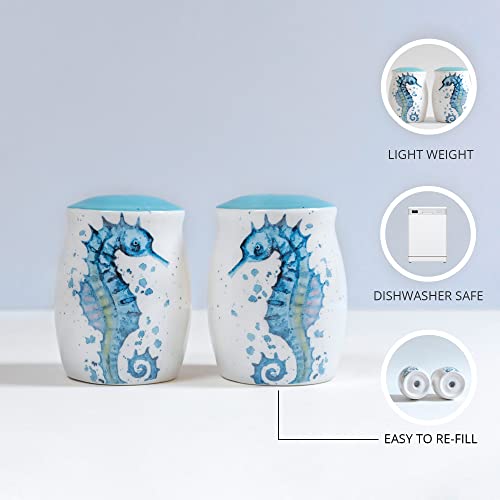  Salt And Pepper Shakers - Adorable Ceramic Seahorse Novelty Set