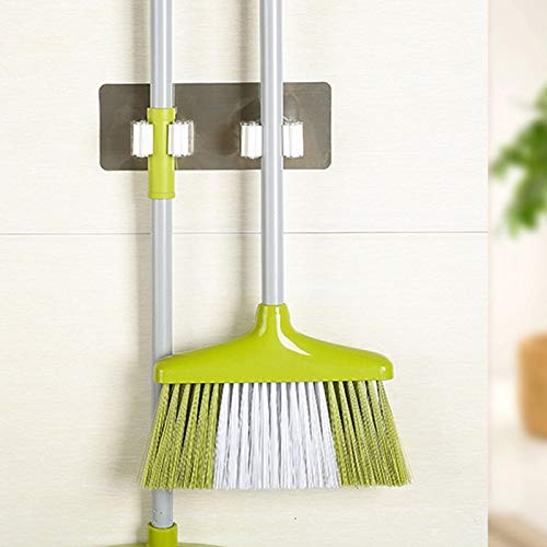  KLFGJ Wall Mounted Mop Organizer Holder Brush Broom Hanger Storage Rack Two Hanging Holes Non-Slip Kitchen Tool