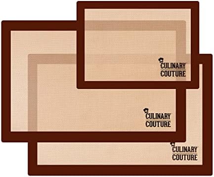  Non-Stick Silicone Baking Mats Set Of 3-2 Half Sheets And 1 Quarter Sheet - Reusable Baking Sheet And Macaron Mat - Silicone Baking Mat For Cookie Sheet, Includes Recipe E-Book